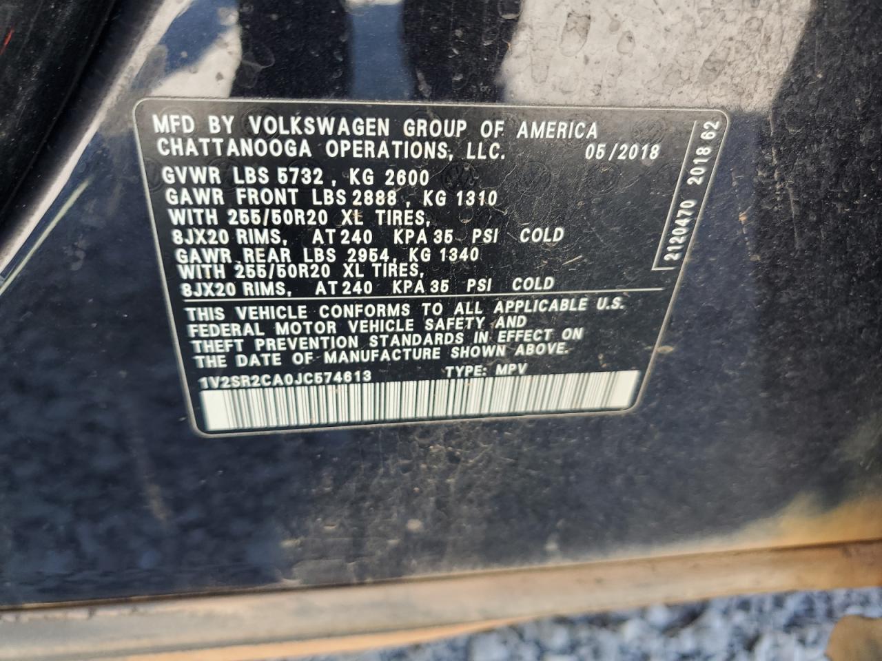 1V2SR2CA0JC574613 2018 Volkswagen Atlas Sel