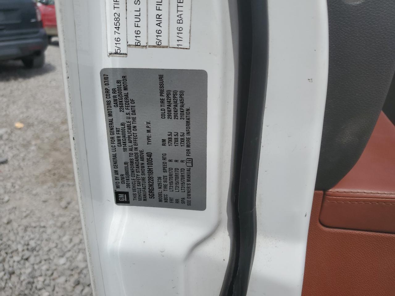 5GRGN22818H100540 2008 Hummer H2 Sut