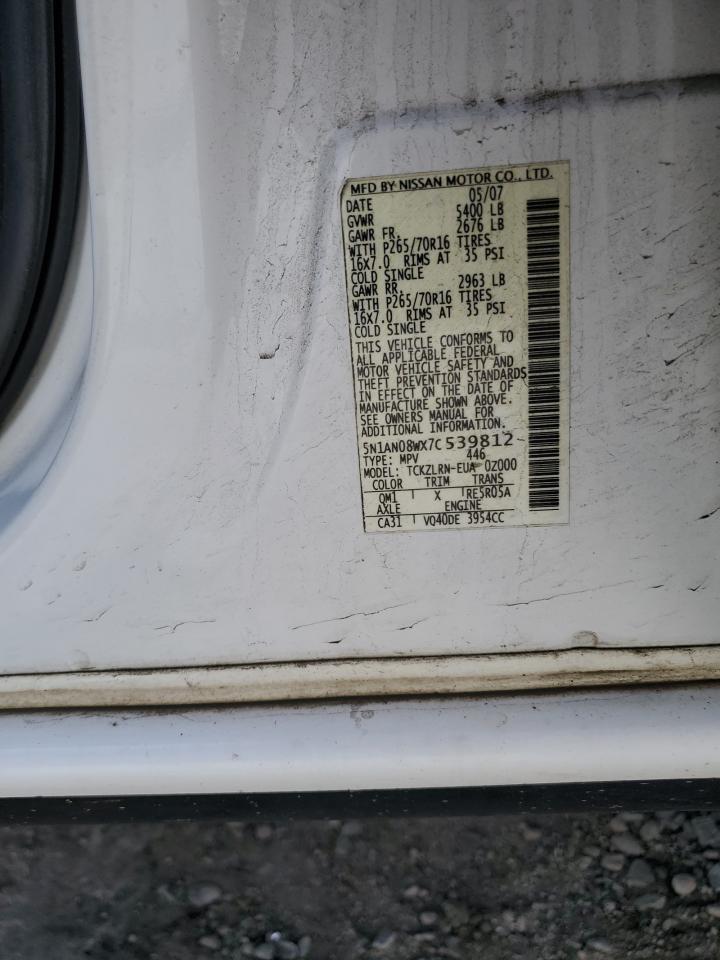 5N1AN08WX7C539812 2007 Nissan Xterra Off Road