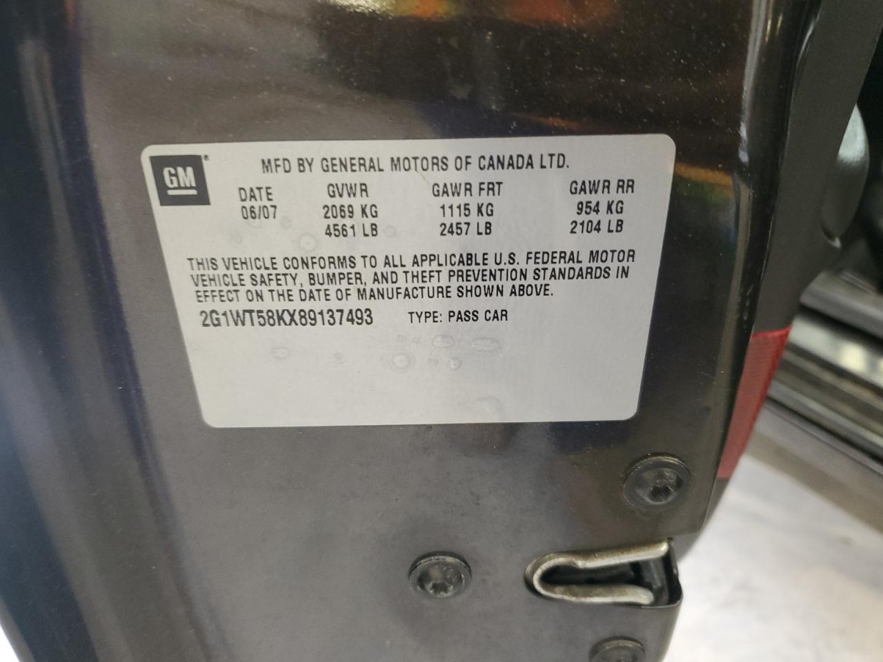 2G1WT58KX89137493 2008 Chevrolet Impala Lt