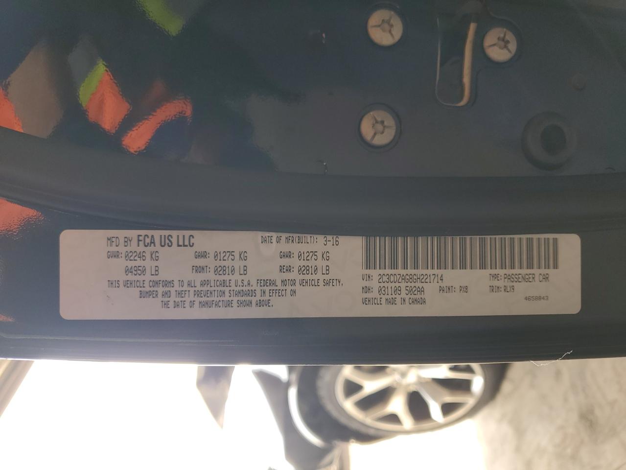 2C3CDZAG8GH221714 2016 Dodge Challenger Sxt