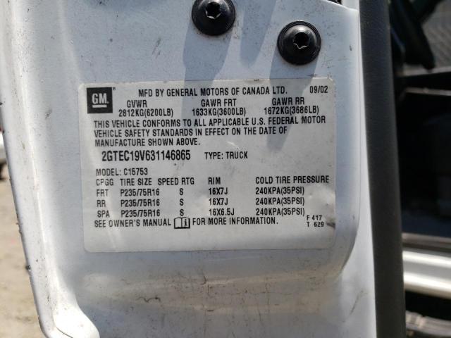 2003 GMC New Sierra C1500 VIN: 2GTEC19V631146865 Lot: 58539894