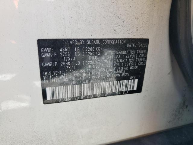 2022 Subaru Outback Premium VIN: 4S4BTADC9N3229501 Lot: 59719214