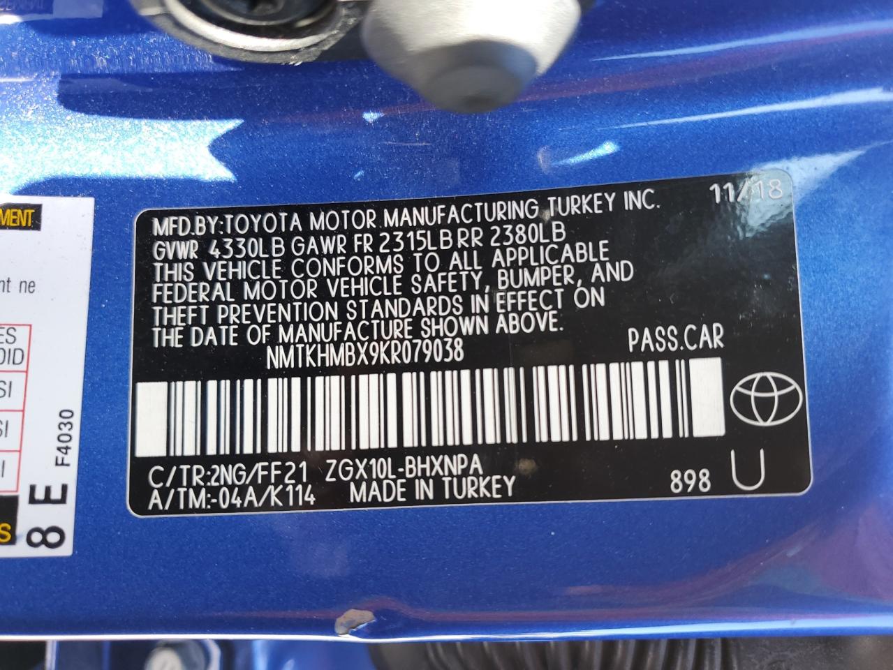 NMTKHMBX9KR079038 2019 Toyota C-Hr Xle