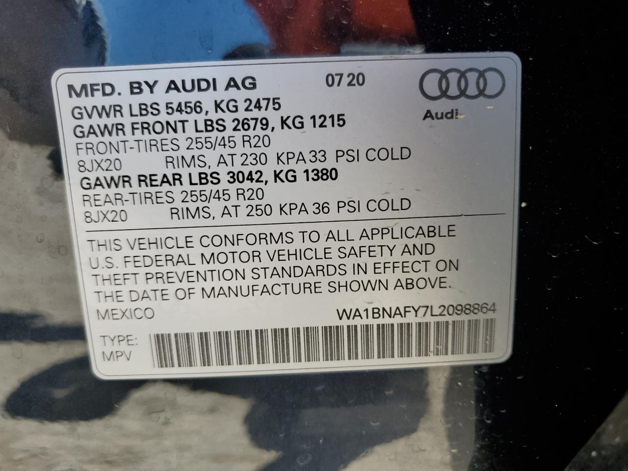 WA1BNAFY7L2098864 2020 Audi Q5 Premium Plus