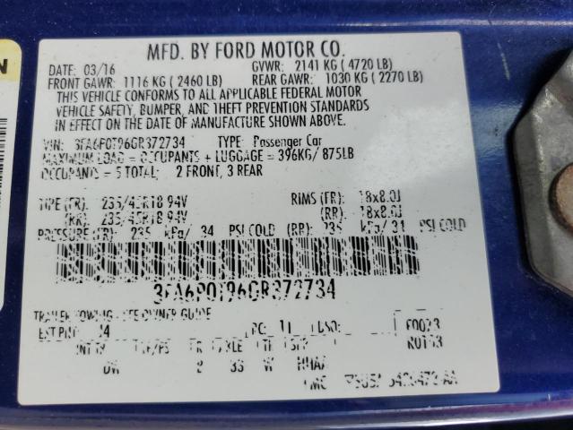 VIN 3FA6P0T96GR372734 2016 Ford Fusion, SE no.13