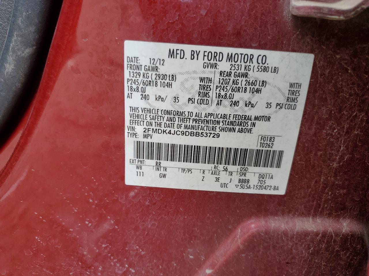 2FMDK4JC9DBB53729 2013 Ford Edge Sel