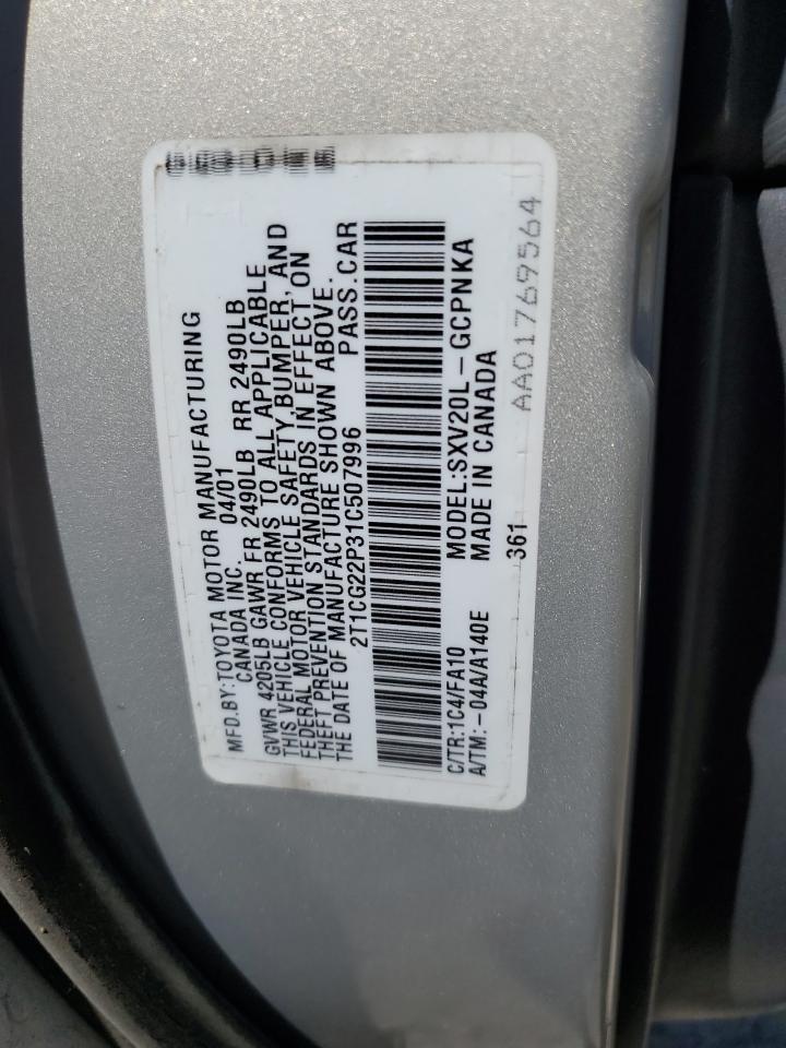 2T1CG22P31C507996 2001 Toyota Camry Solara Se