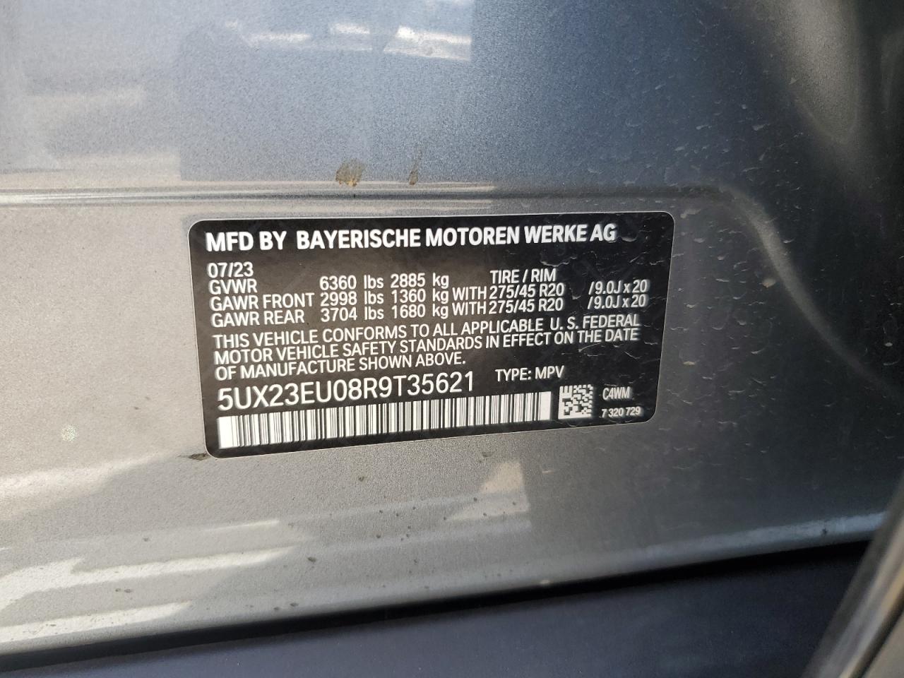 5UX23EU08R9T35621 2024 BMW X5 xDrive40I