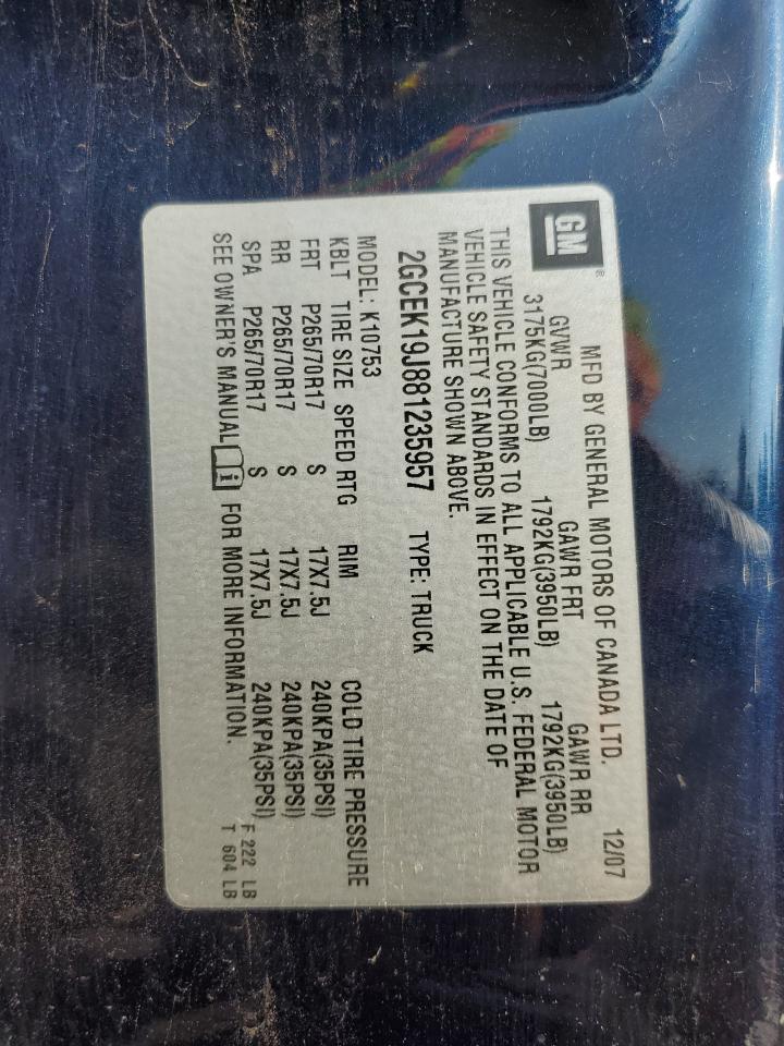 2GCEK19J881235957 2008 Chevrolet Silverado K1500