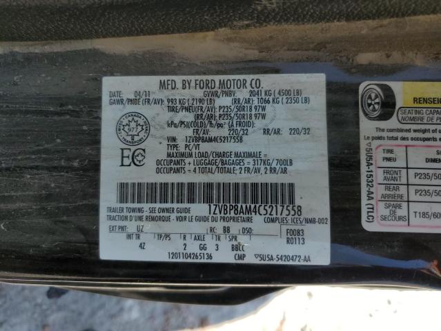 2012 Ford Mustang VIN: 1ZVBP8AM4C5217558 Lot: 59924134