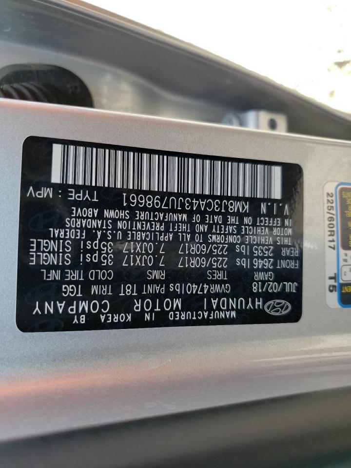 KM8J3CA43JU798661 2018 Hyundai Tucson Sel