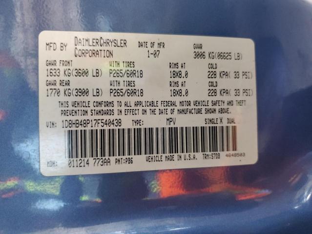 1D8HB48P17F540438 2007 Dodge Durango Slt