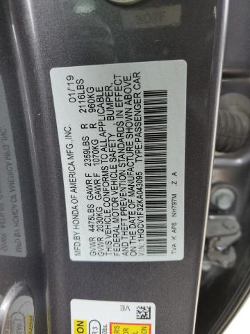 2019 HONDA ACCORD SPO - 1HGCV1F32KA043095