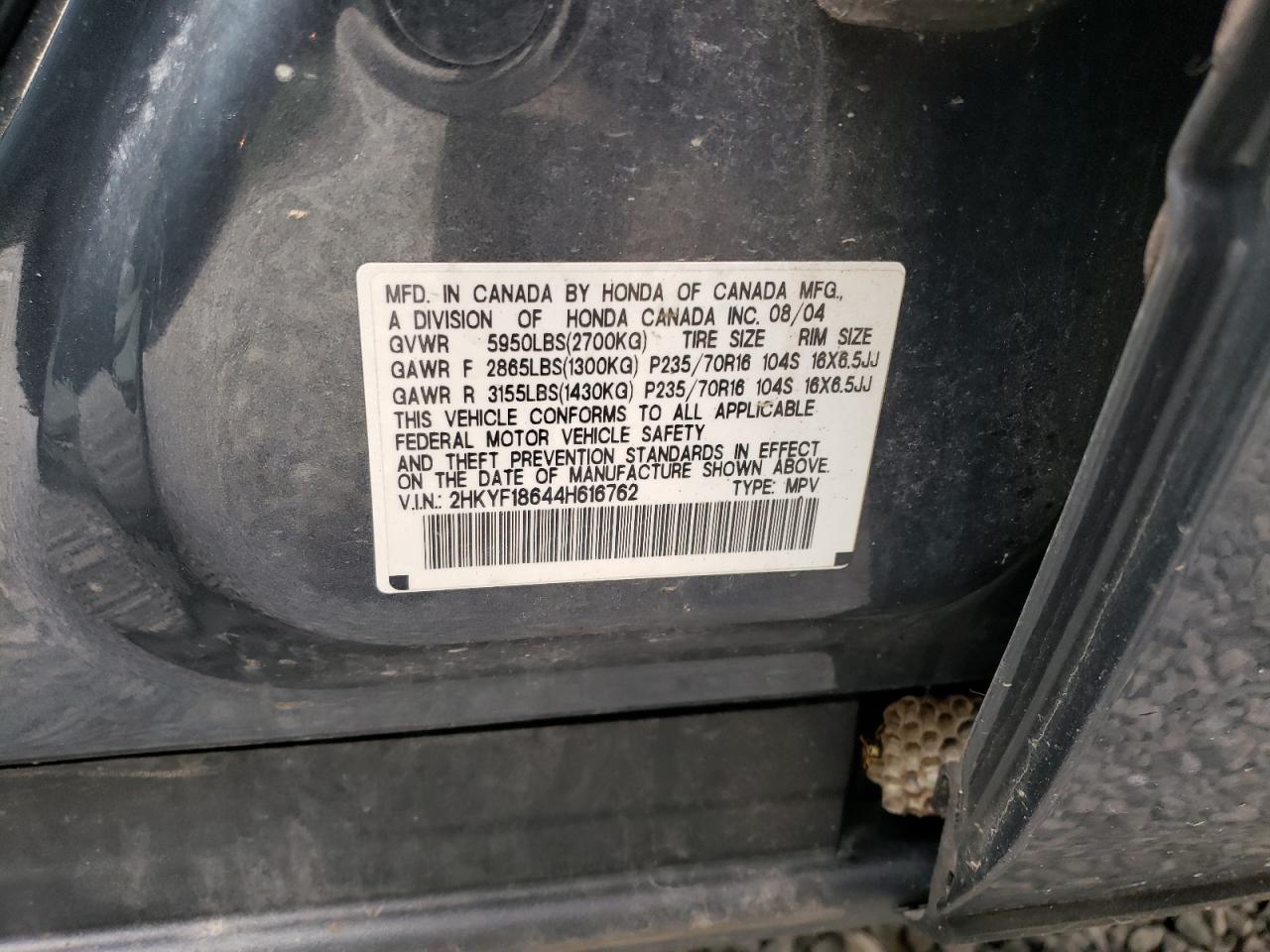 2HKYF18644H616762 2004 Honda Pilot Exl