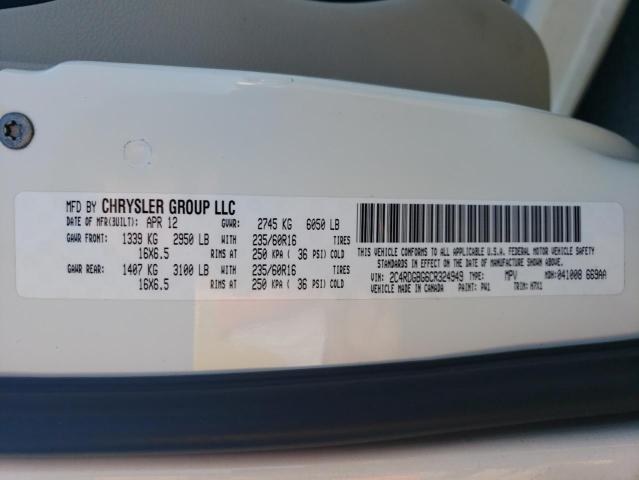 2012 Dodge Grand Caravan Se VIN: 2C4RDGBG6CR324949 Lot: 57126524