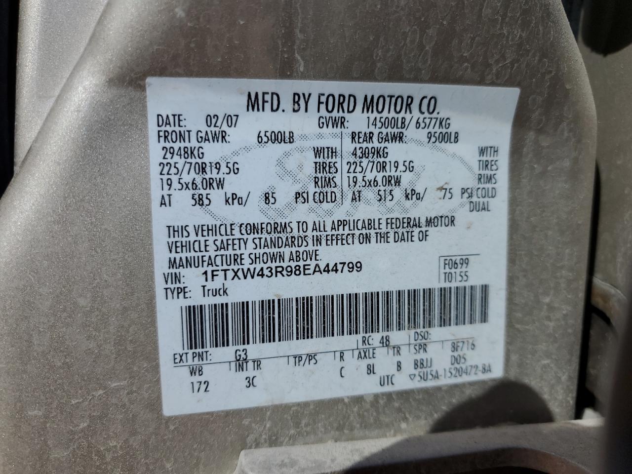 1FTXW43R98EA44799 2008 Ford F450 Super Duty