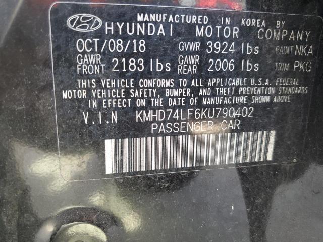 2019 Hyundai Elantra Se VIN: KMHD74LF6KU790402 Lot: 59285384