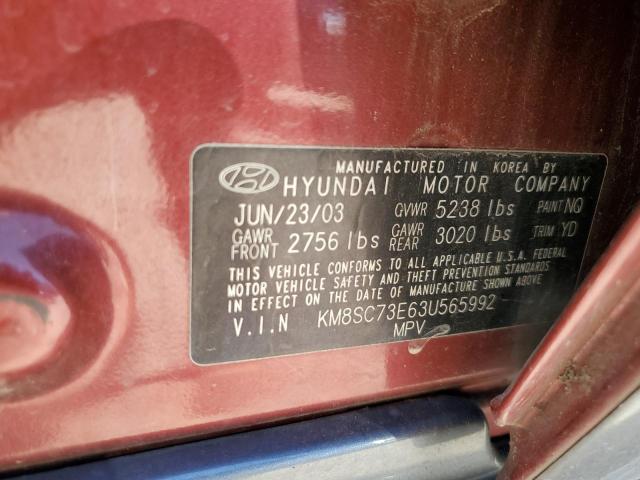 2003 Hyundai Santa Fe Gls VIN: KM8SC73E63U565992 Lot: 56291264