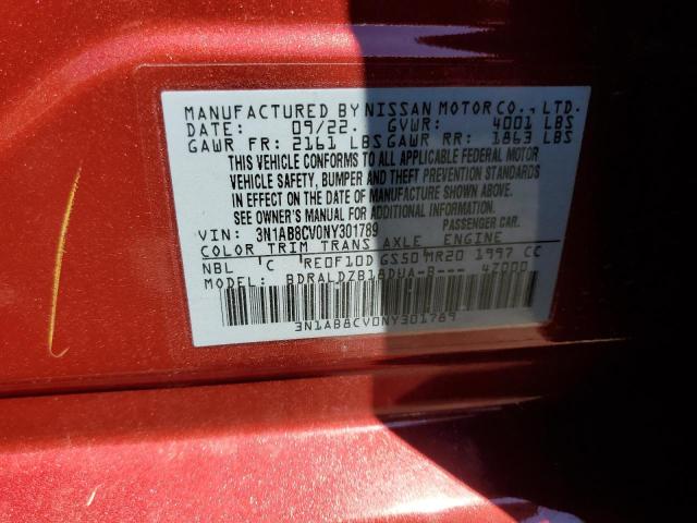 2022 Nissan Sentra Sv VIN: 3N1AB8CV0NY301789 Lot: 60601374