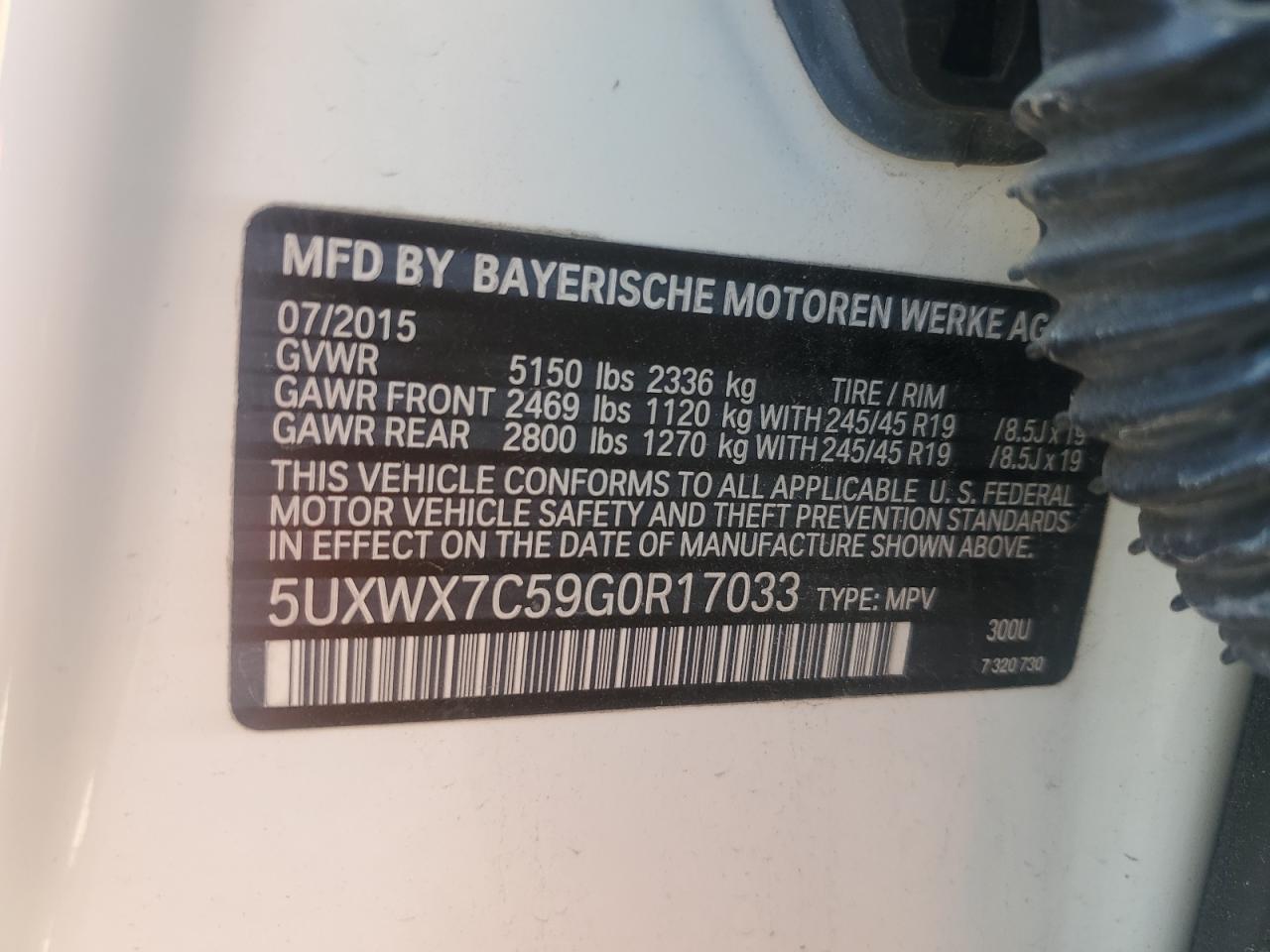 5UXWX7C59G0R17033 2016 BMW X3 xDrive35I