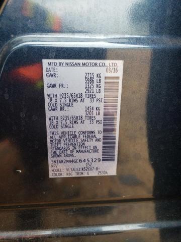 2016 Nissan Pathfinder S VIN: 5N1AR2MN4GC645329 Lot: 57497534