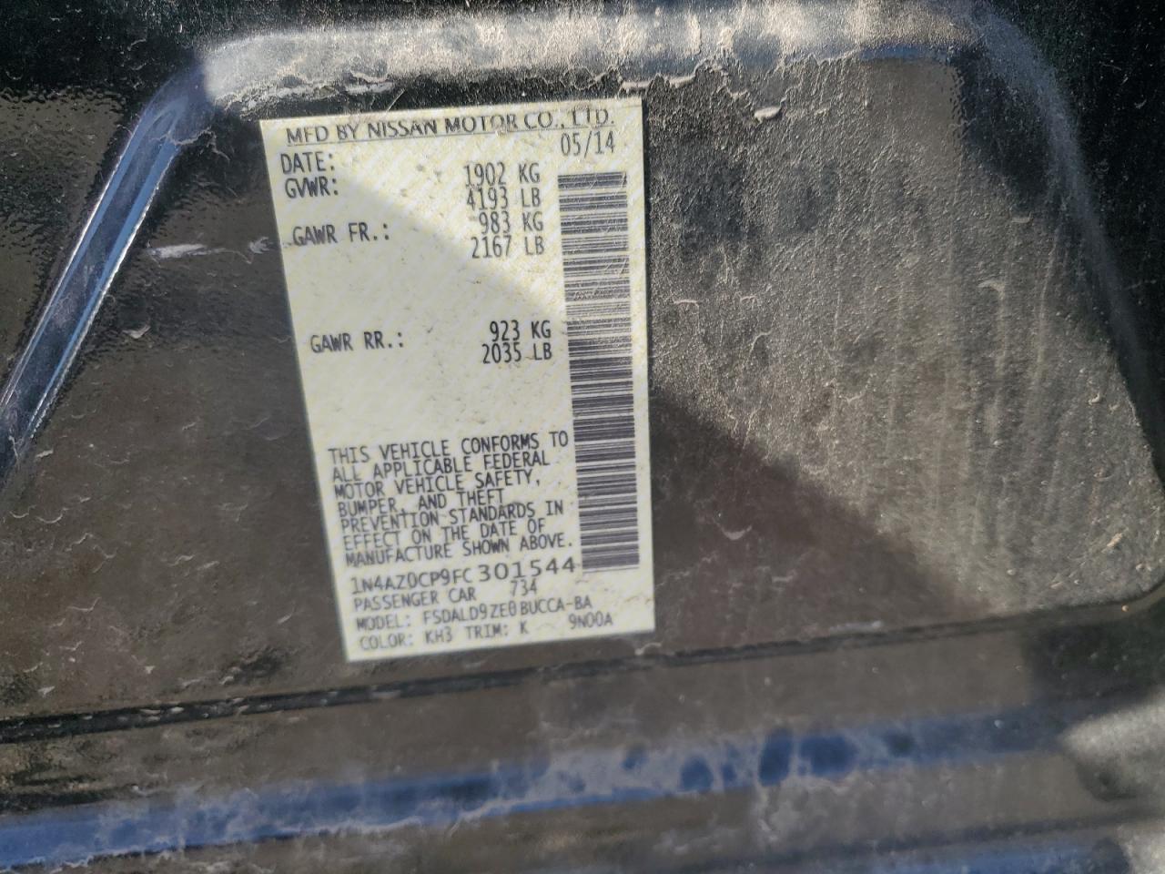 1N4AZ0CP9FC301544 2015 Nissan Leaf S