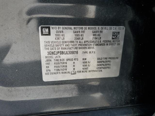 2018 Chevrolet Trax 1Lt VIN: 3GNCJPSB6JL309016 Lot: 61370974