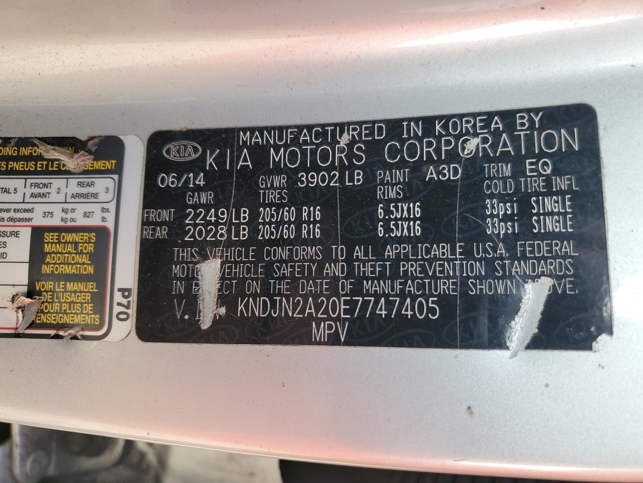 KNDJN2A20E7747405 2014 Kia Soul