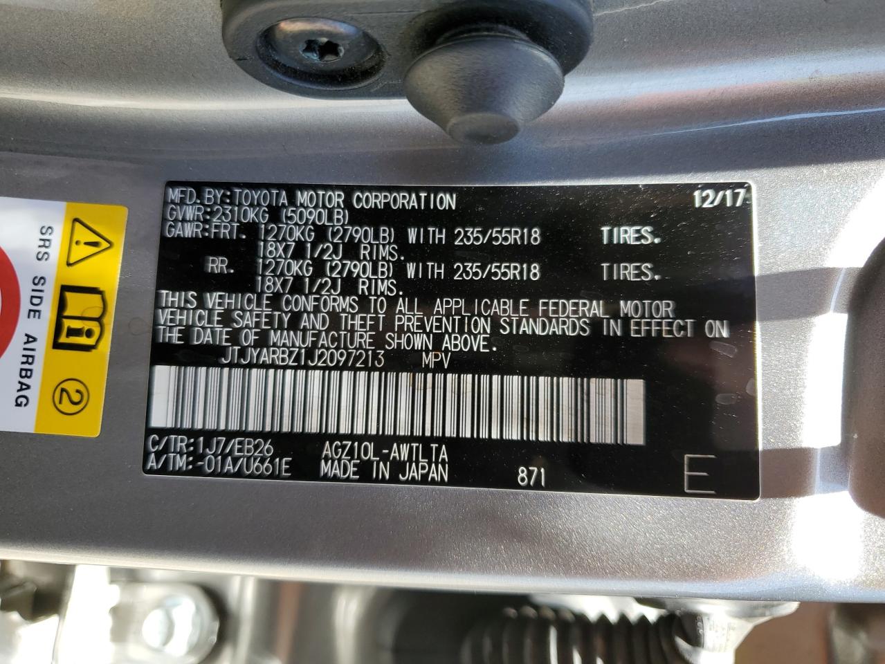 JTJYARBZ1J2097213 2018 Lexus Nx 300 Base