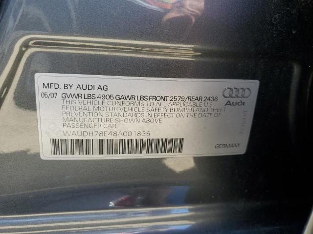 2008 Audi A4 3.2 Quattro VIN: WAUDH78E48A001836 Lot: 60903854