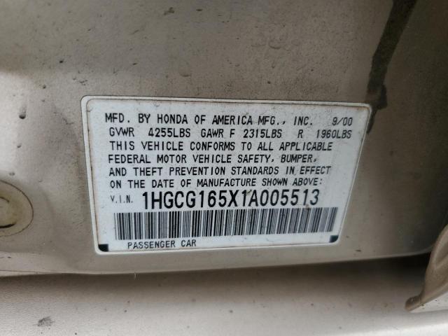 2001 Honda Accord Ex VIN: 1HGCG165X1A005513 Lot: 57424124