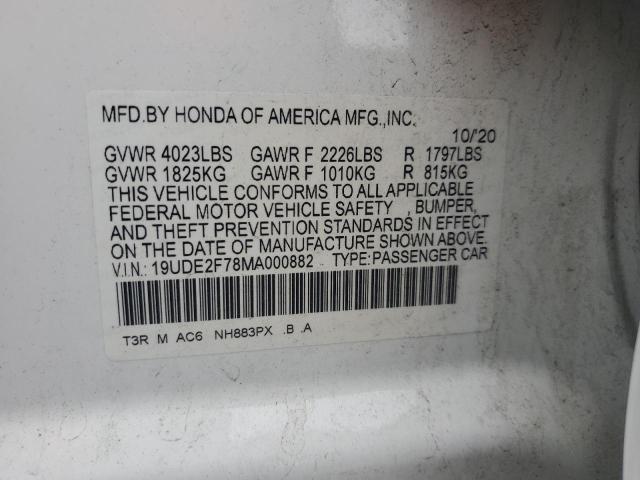 19UDE2F78MA000882 2021 Acura Ilx Premium