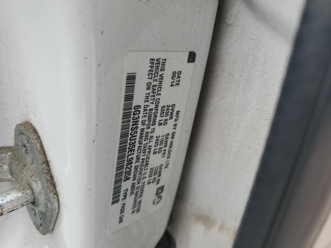 6G3NS5U35EL982358 2014 Chevrolet Caprice Police