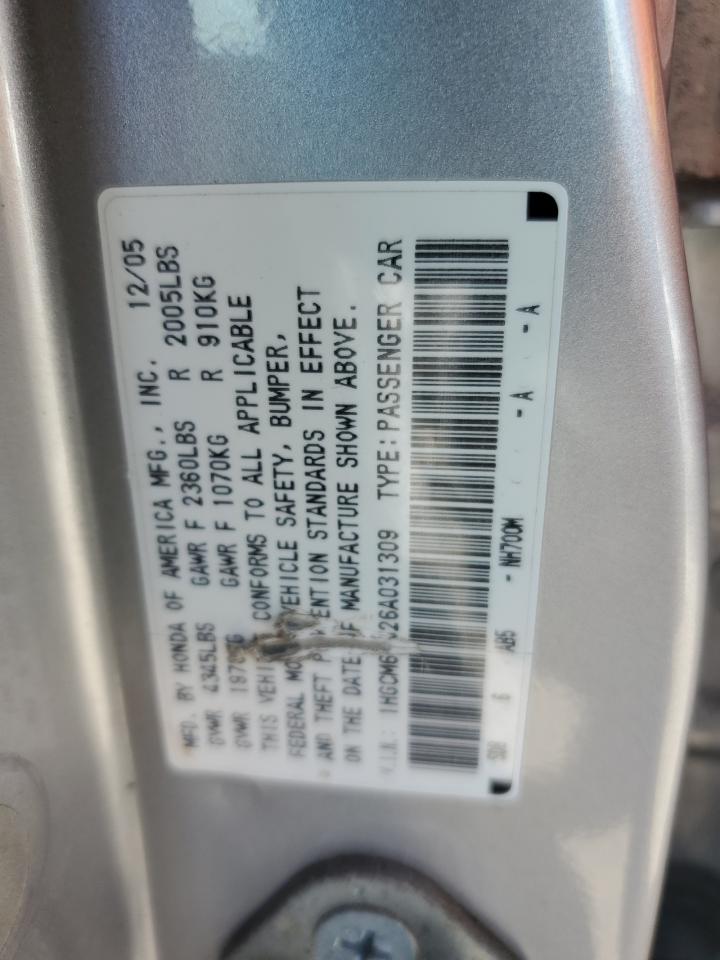 1HGCM66526A031309 2006 Honda Accord Ex