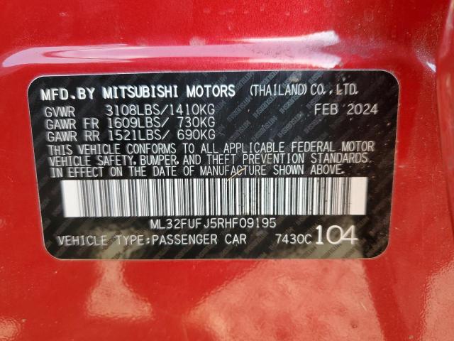 2024 Mitsubishi Mirage G4 Es VIN: ML32FUFJ5RHF09195 Lot: 58405424