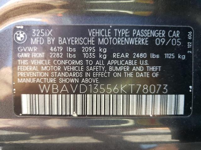 2006 BMW 325 Xi VIN: WBAVD13556KT78073 Lot: 61431284