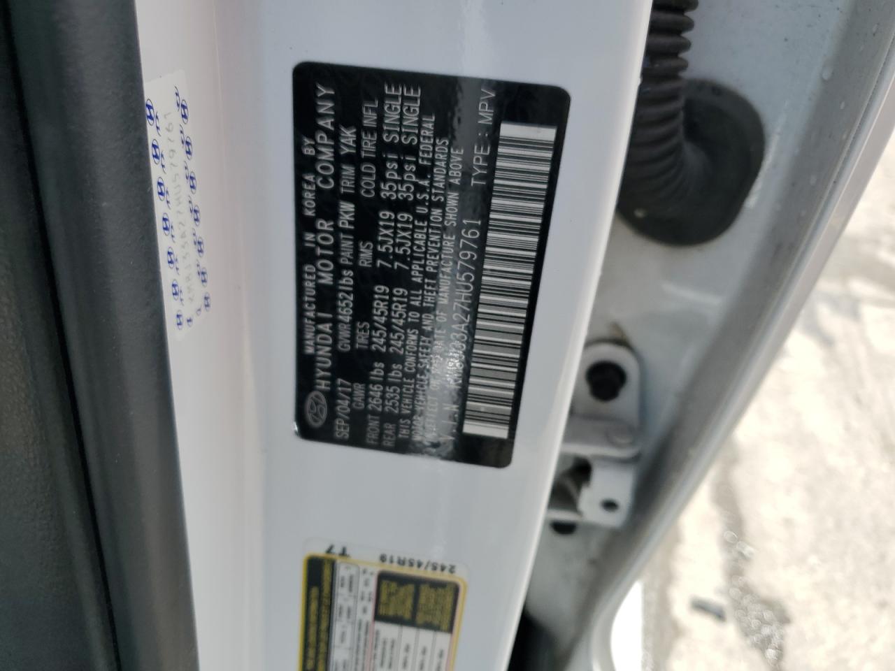 KM8J33A27HU579761 2017 Hyundai Tucson Limited