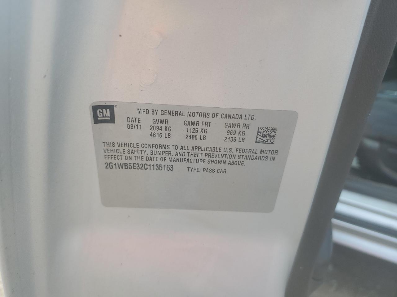 2G1WB5E32C1135163 2012 Chevrolet Impala Lt