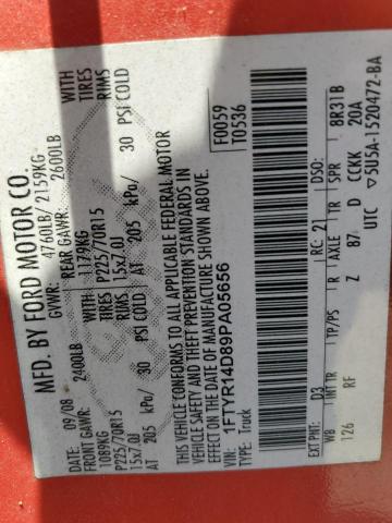 2009 Ford Ranger Super Cab VIN: 1FTYR14D89PA05656 Lot: 57415084