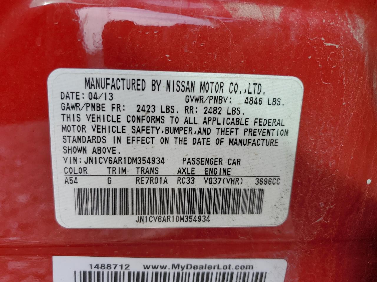 JN1CV6AR1DM354934 2013 Infiniti G37