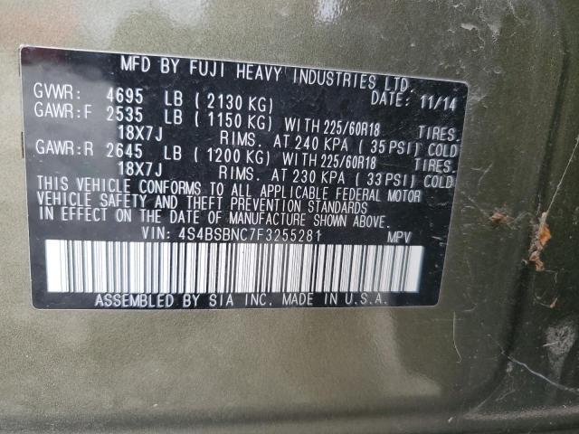 2015 Subaru Outback 2.5I Limited VIN: 4S4BSBNC7F3255281 Lot: 59735314