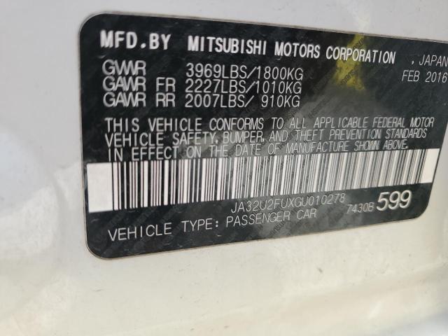 2016 MITSUBISHI LANCER ES JA32U2FUXGU010278