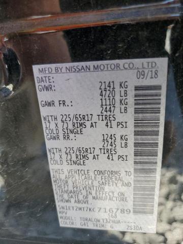 2019 NISSAN ROGUE SV H 5N1ET2MT7KC716789