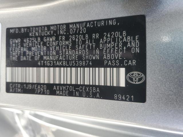 VIN 4T1G31AK8LU539874 2020 Toyota Camry, SE no.12