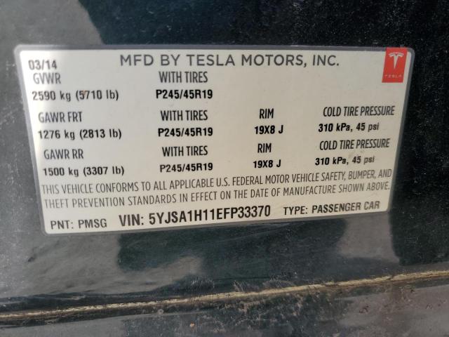 2014 Tesla Model S VIN: 5YJSA1H11EFP33370 Lot: 59345884