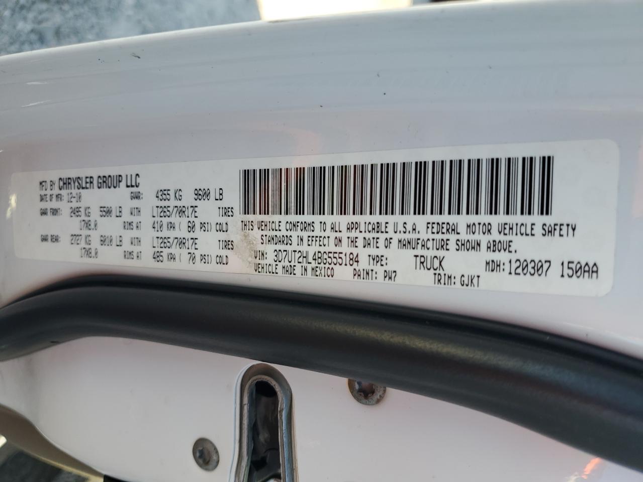 3D7UT2HL4BG555184 2011 Dodge Ram 2500