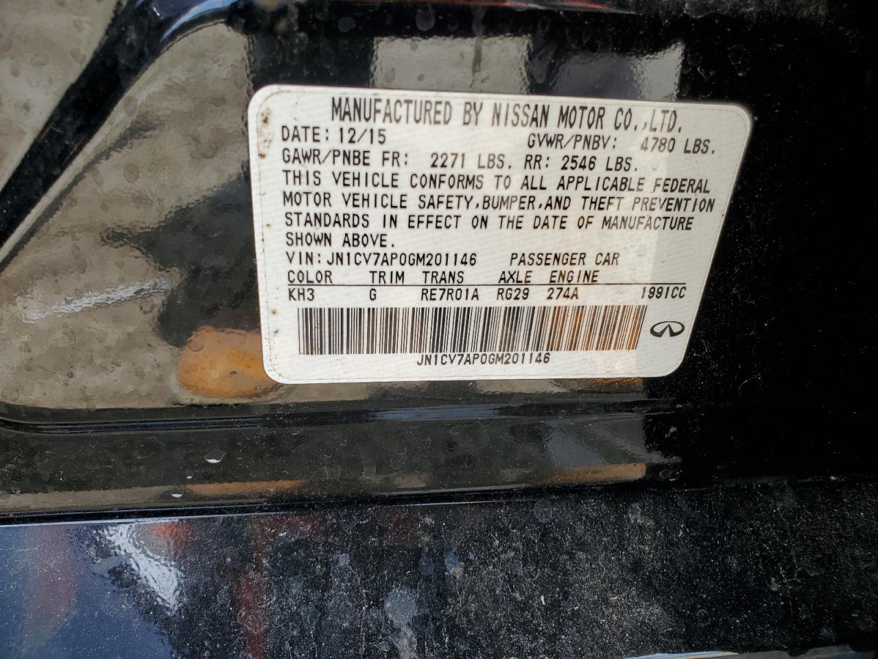 JN1CV7AP0GM201146 2016 Infiniti Q50 Base