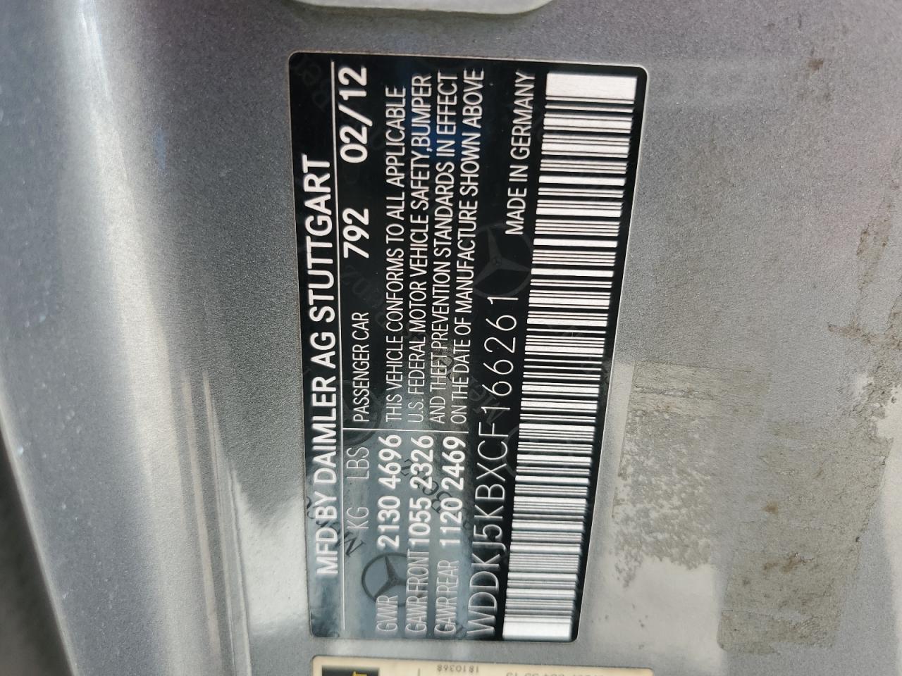 WDDKJ5KBXCF166261 2012 Mercedes-Benz E 350