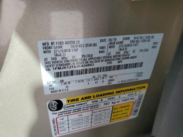 2018 Ford Expedition Max Xlt VIN: 1FMJK1JT8JEA34863 Lot: 58763734